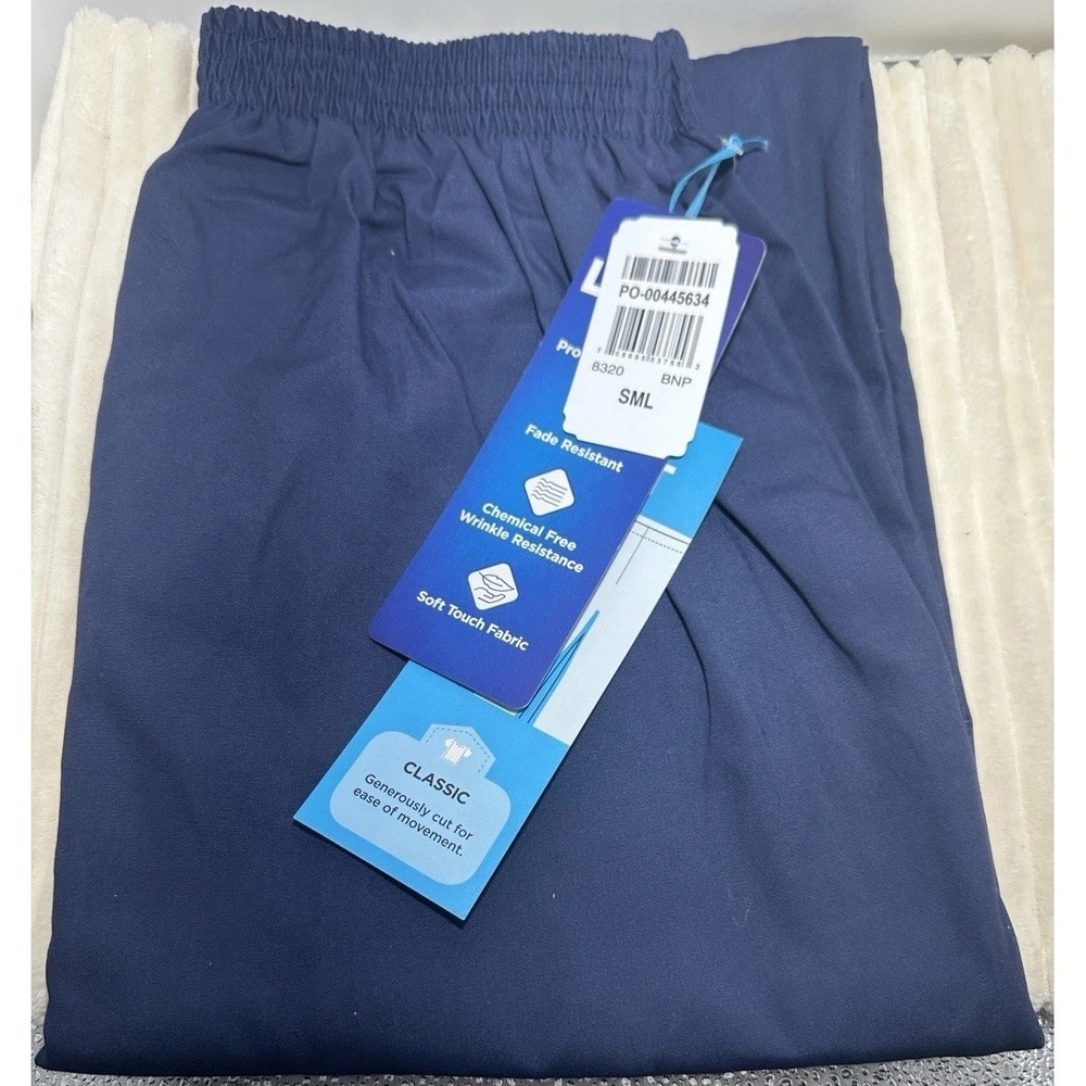 Landau Scrub Pants Women Small Blue Cargo Pockets Drawstring Medical Uniform NWT